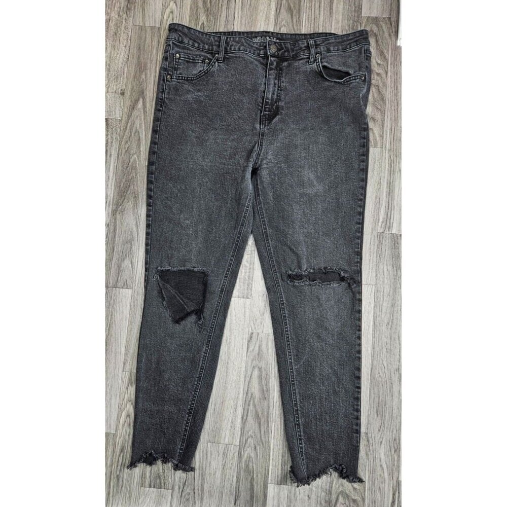 (3/$35) Wild Fable Plus Size 18 High Rise Skinny Distressed Black Grey Jeans